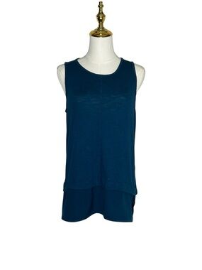 J. Crew Business Casual Dark Teal Double-Layer Flowy Tank Top Sz M Keyhole Back